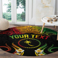 Personalised Chuuk Independence Day Round Carpet Polynesian Tattoo and Plumeria Reggae Color