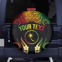 Personalised Chuuk Independence Day Spare Tire Cover Polynesian Tattoo and Plumeria Reggae Color