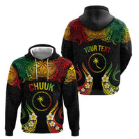 Personalised Chuuk Independence Day Zip Hoodie Polynesian Tattoo and Plumeria Reggae Color