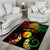 Personalised New Caledonia Independence Day Area Rug Polynesian Tattoo and Plumeria Reggae Color