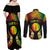 Personalised New Caledonia Independence Day Couples Matching Off Shoulder Maxi Dress and Long Sleeve Button Shirt Polynesian Tattoo and Plumeria Reggae Color