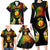 Personalised New Caledonia Independence Day Family Matching Long Sleeve Bodycon Dress and Hawaiian Shirt Polynesian Tattoo and Plumeria Reggae Color