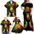 Personalised New Caledonia Independence Day Family Matching Off Shoulder Maxi Dress and Hawaiian Shirt Polynesian Tattoo and Plumeria Reggae Color