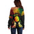 Personalised New Caledonia Independence Day Off Shoulder Sweater Polynesian Tattoo and Plumeria Reggae Color