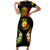 Personalised New Caledonia Independence Day Short Sleeve Bodycon Dress Polynesian Tattoo and Plumeria Reggae Color