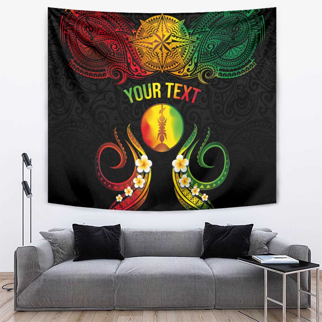 Personalised New Caledonia Independence Day Tapestry Polynesian Tattoo and Plumeria Reggae Color