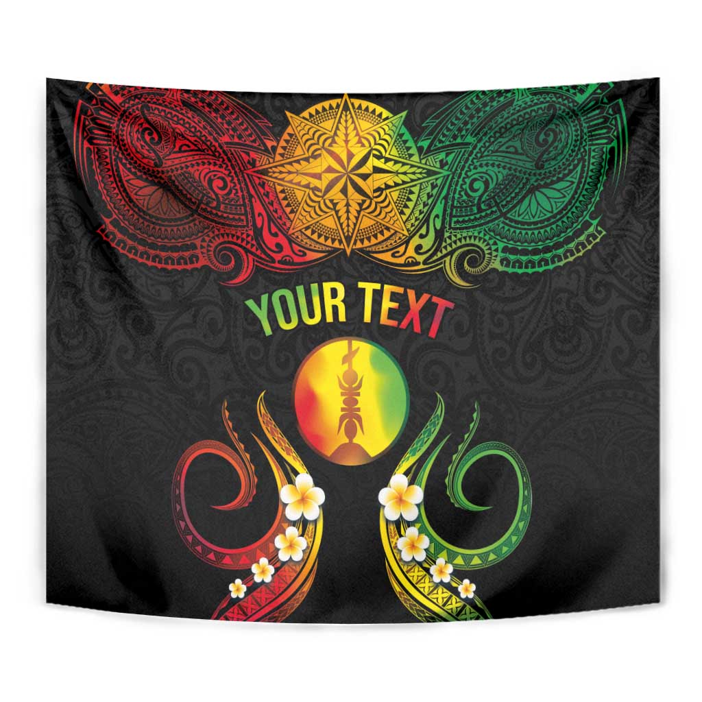 Personalised New Caledonia Independence Day Tapestry Polynesian Tattoo and Plumeria Reggae Color