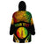 Personalised New Caledonia Independence Day Wearable Blanket Hoodie Polynesian Tattoo and Plumeria Reggae Color