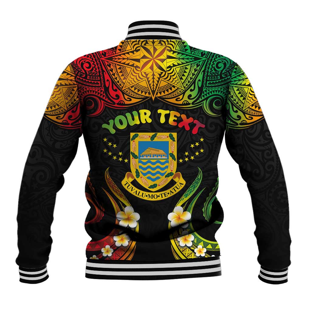 Personalised Tuvalu Independence Day Baseball Jacket Polynesian Tattoo and Plumeria Reggae Color LT03 - Polynesian Pride