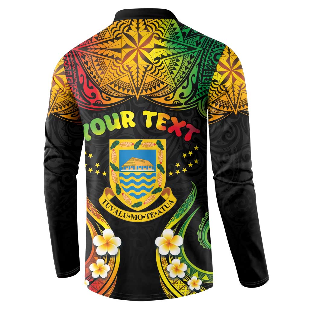 Personalised Tuvalu Independence Day Button Sweatshirt Polynesian Tattoo and Plumeria Reggae Color LT03 - Polynesian Pride