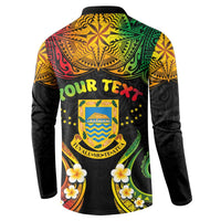 Personalised Tuvalu Independence Day Button Sweatshirt Polynesian Tattoo and Plumeria Reggae Color LT03 - Polynesian Pride