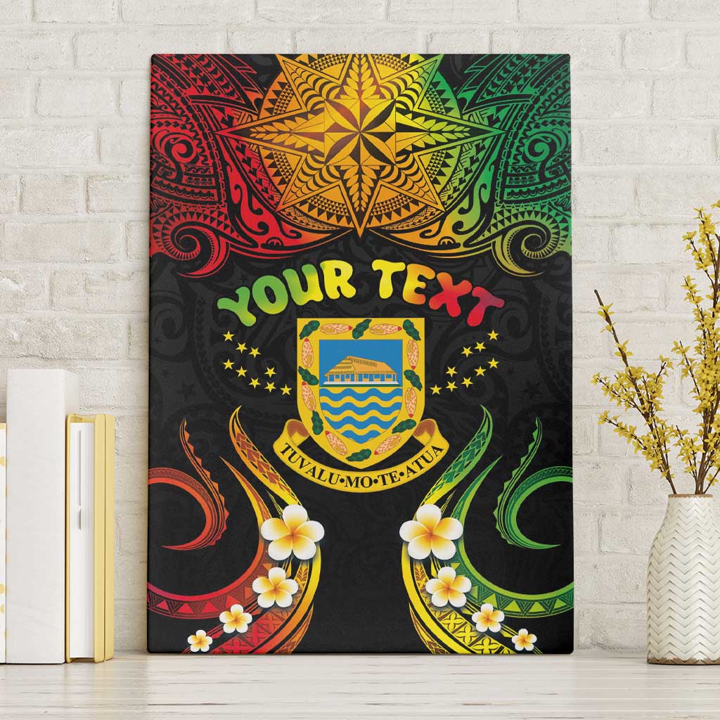 Personalised Tuvalu Independence Day Canvas Wall Art Polynesian Tattoo and Plumeria Reggae Color LT03 Without Frame Reggae - Polynesian Pride