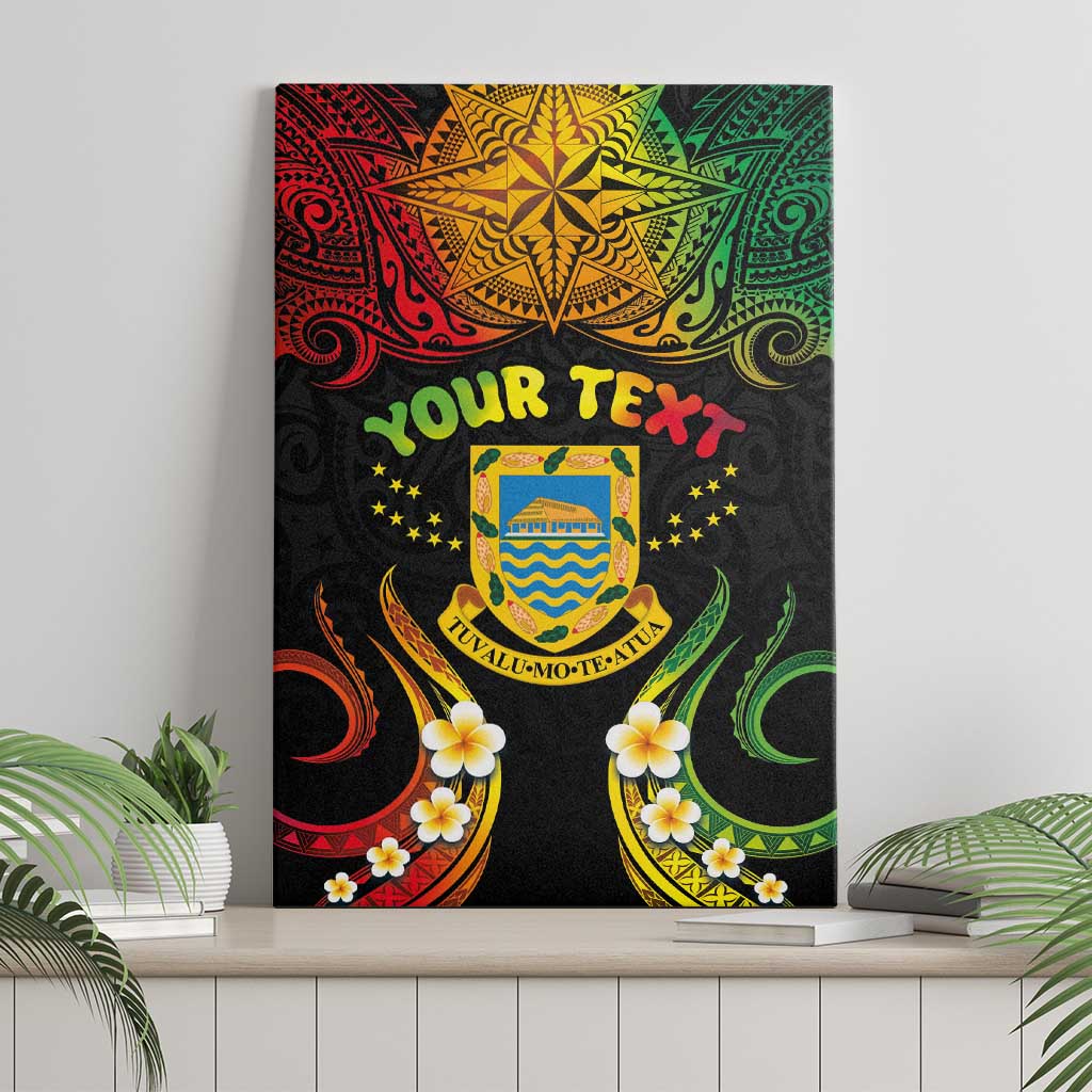 Personalised Tuvalu Independence Day Canvas Wall Art Polynesian Tattoo and Plumeria Reggae Color LT03 - Polynesian Pride