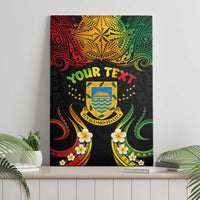Personalised Tuvalu Independence Day Canvas Wall Art Polynesian Tattoo and Plumeria Reggae Color LT03 - Polynesian Pride