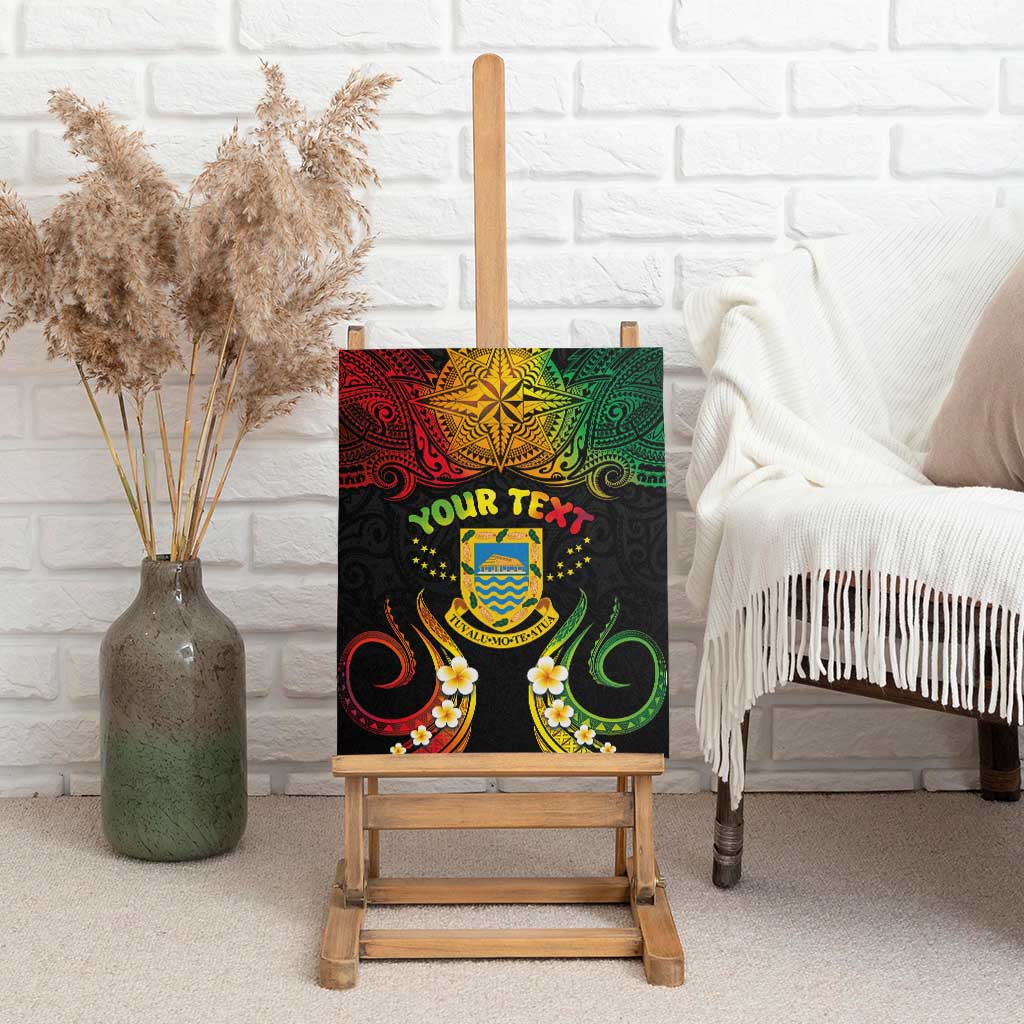 Personalised Tuvalu Independence Day Canvas Wall Art Polynesian Tattoo and Plumeria Reggae Color LT03 - Polynesian Pride