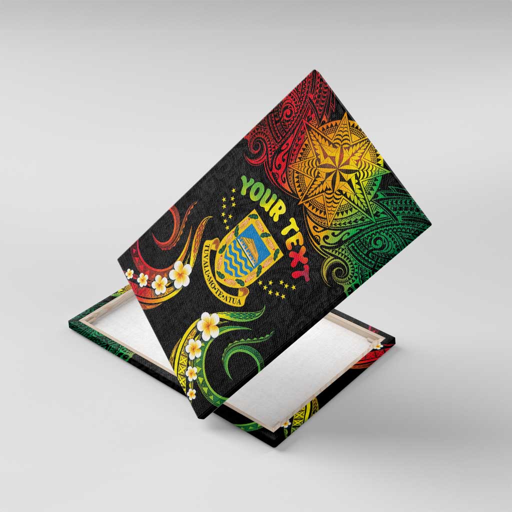 Personalised Tuvalu Independence Day Canvas Wall Art Polynesian Tattoo and Plumeria Reggae Color LT03 With Frame Reggae - Polynesian Pride