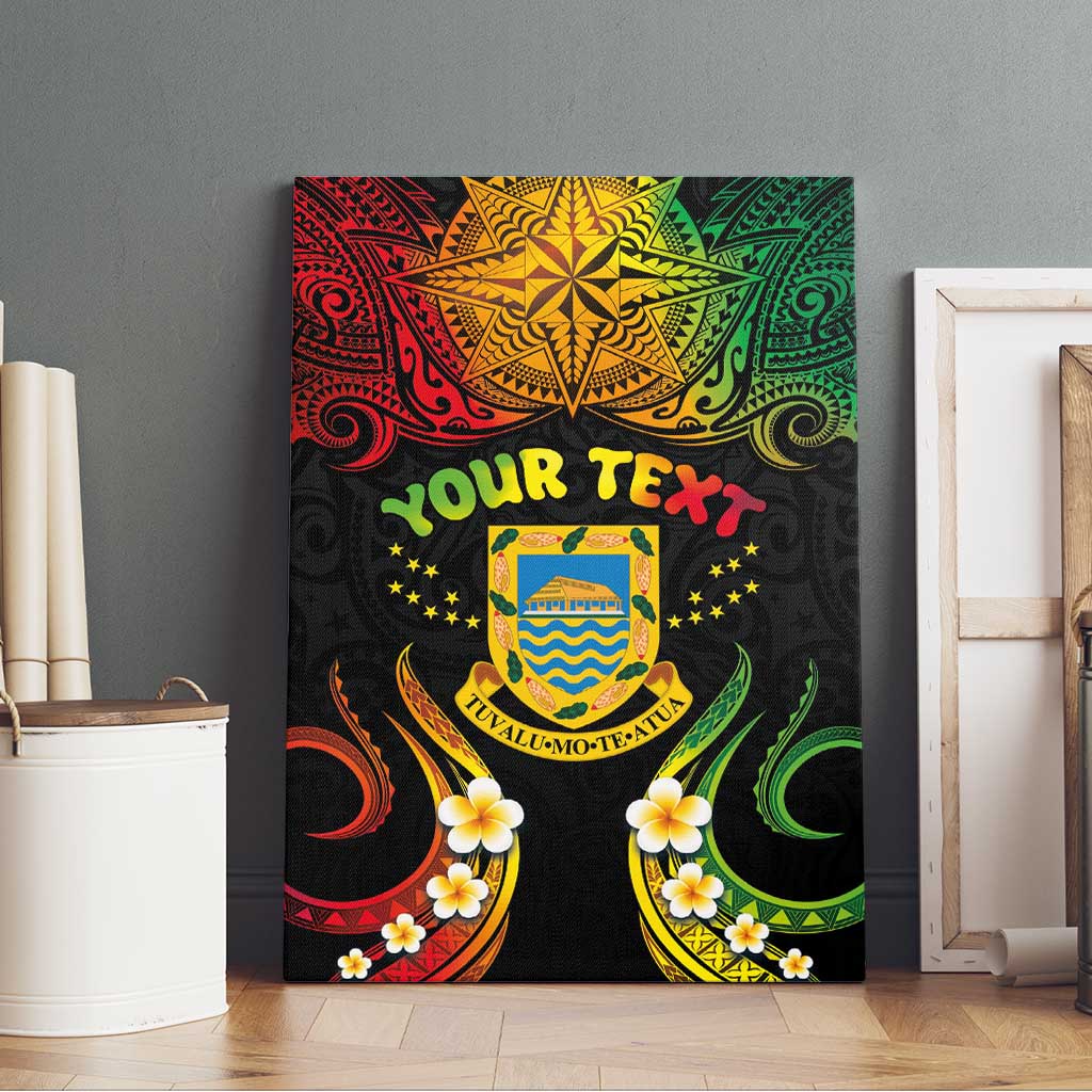 Personalised Tuvalu Independence Day Canvas Wall Art Polynesian Tattoo and Plumeria Reggae Color LT03 - Polynesian Pride