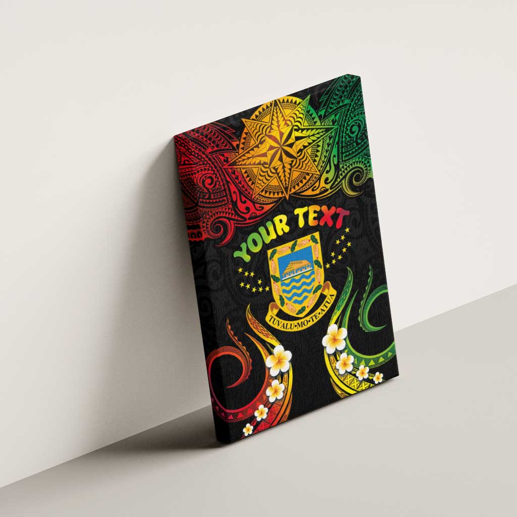 Personalised Tuvalu Independence Day Canvas Wall Art Polynesian Tattoo and Plumeria Reggae Color LT03 - Polynesian Pride