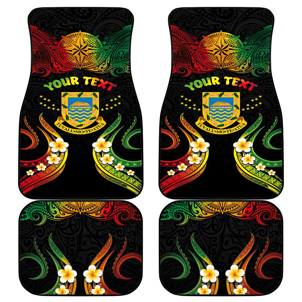 Personalised Tuvalu Independence Day Car Mats Polynesian Tattoo and Plumeria Reggae Color LT03 - Polynesian Pride