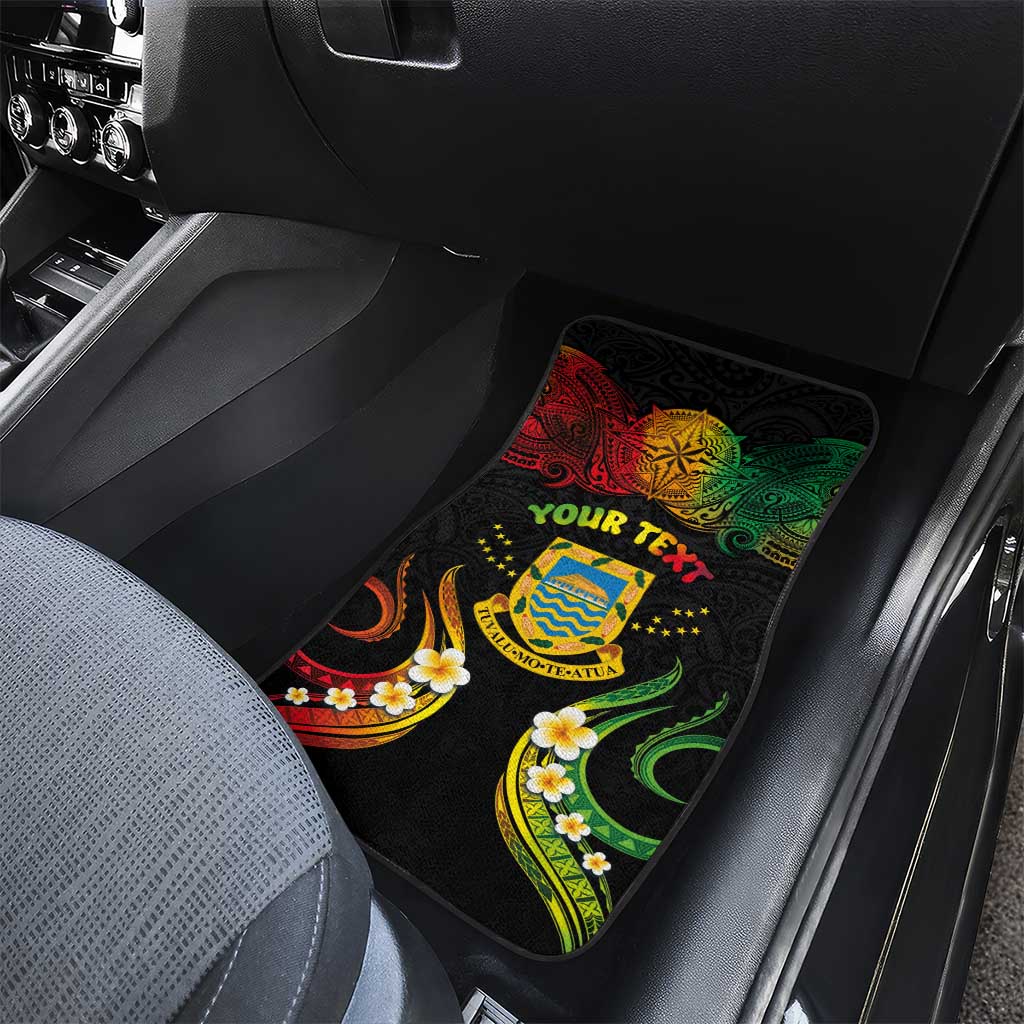 Personalised Tuvalu Independence Day Car Mats Polynesian Tattoo and Plumeria Reggae Color LT03 - Polynesian Pride