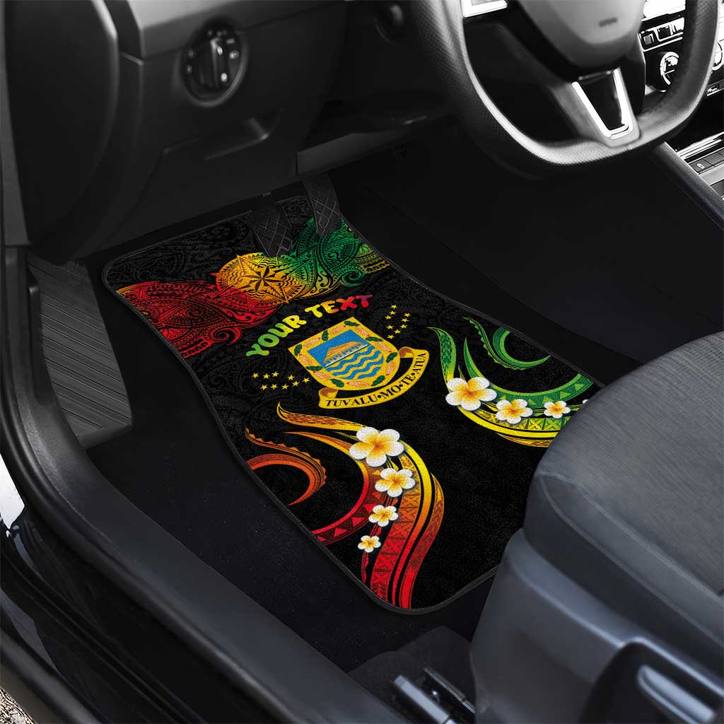 Personalised Tuvalu Independence Day Car Mats Polynesian Tattoo and Plumeria Reggae Color LT03 - Polynesian Pride