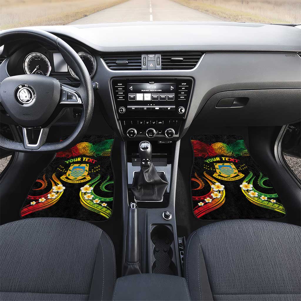 Personalised Tuvalu Independence Day Car Mats Polynesian Tattoo and Plumeria Reggae Color LT03 Set 2pcs - Front Reggae - Polynesian Pride