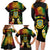 Personalised Tuvalu Independence Day Family Matching Long Sleeve Bodycon Dress and Hawaiian Shirt Polynesian Tattoo and Plumeria Reggae Color