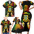 Personalised Tuvalu Independence Day Family Matching Short Sleeve Bodycon Dress and Hawaiian Shirt Polynesian Tattoo and Plumeria Reggae Color