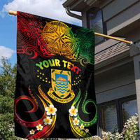 Personalised Tuvalu Independence Day Garden Flag Polynesian Tattoo and Plumeria Reggae Color LT03 - Polynesian Pride