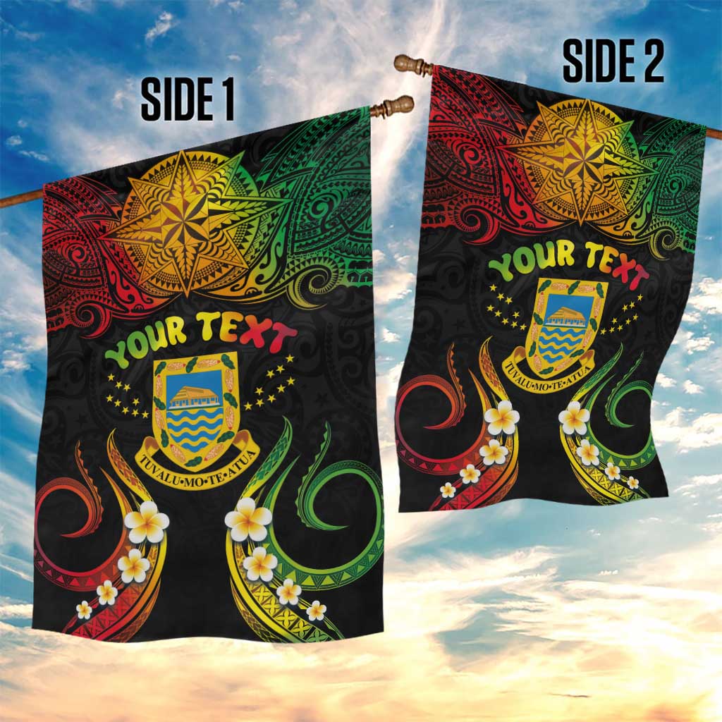 Personalised Tuvalu Independence Day Garden Flag Polynesian Tattoo and Plumeria Reggae Color LT03 - Polynesian Pride