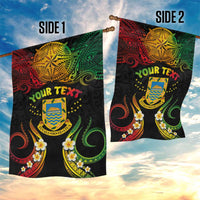 Personalised Tuvalu Independence Day Garden Flag Polynesian Tattoo and Plumeria Reggae Color LT03 - Polynesian Pride