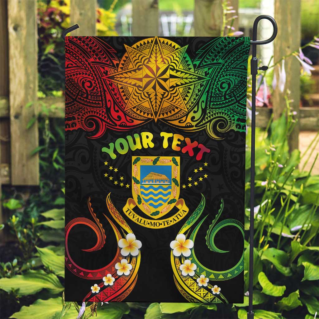 Personalised Tuvalu Independence Day Garden Flag Polynesian Tattoo and Plumeria Reggae Color LT03 Garden Flag Reggae - Polynesian Pride