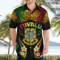 Personalised Tuvalu Independence Day Hawaiian Shirt Polynesian Tattoo and Plumeria Reggae Color LT03 - Polynesian Pride