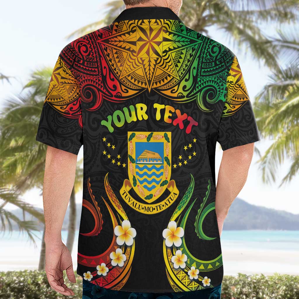 Personalised Tuvalu Independence Day Hawaiian Shirt Polynesian Tattoo and Plumeria Reggae Color LT03 - Polynesian Pride