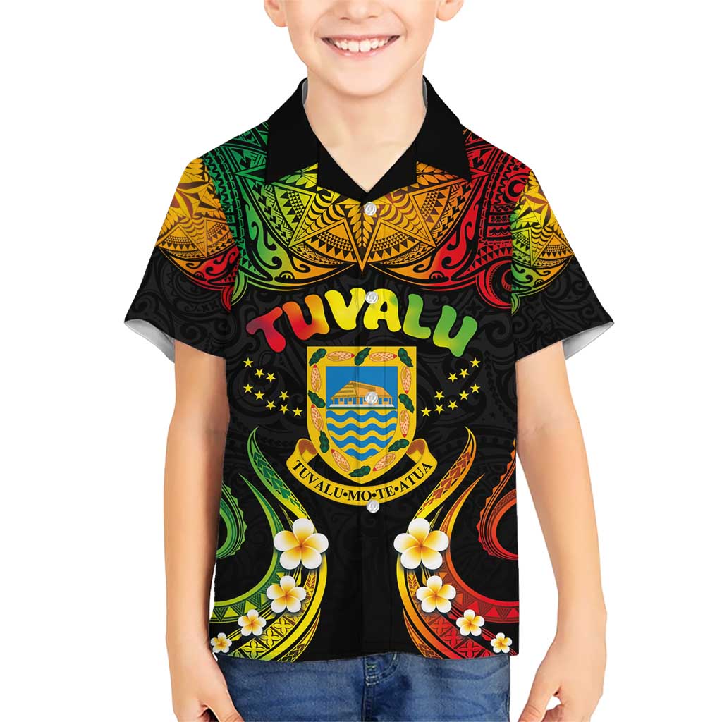 Personalised Tuvalu Independence Day Hawaiian Shirt Polynesian Tattoo and Plumeria Reggae Color LT03 - Polynesian Pride