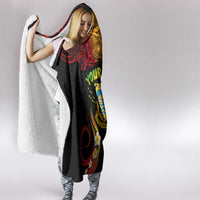 Personalised Tuvalu Independence Day Hooded Blanket Polynesian Tattoo and Plumeria Reggae Color LT03 - Polynesian Pride