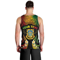 Personalised Tuvalu Independence Day Men Tank Top Polynesian Tattoo and Plumeria Reggae Color LT03 - Polynesian Pride
