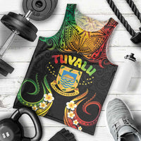 Personalised Tuvalu Independence Day Men Tank Top Polynesian Tattoo and Plumeria Reggae Color LT03 - Polynesian Pride