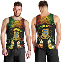 Personalised Tuvalu Independence Day Men Tank Top Polynesian Tattoo and Plumeria Reggae Color LT03 - Polynesian Pride