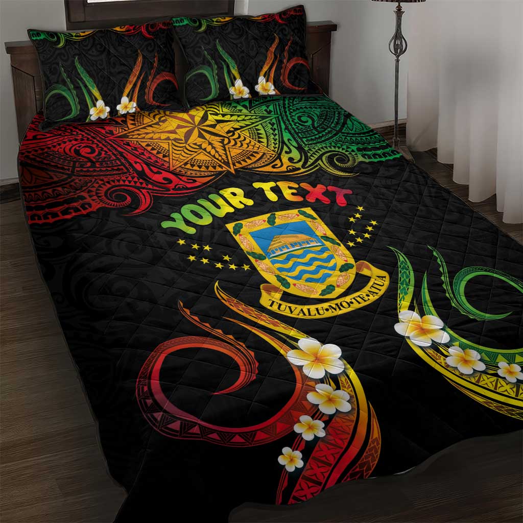 Personalised Tuvalu Independence Day Quilt Bed Set Polynesian Tattoo and Plumeria Reggae Color LT03 Reggae - Polynesian Pride