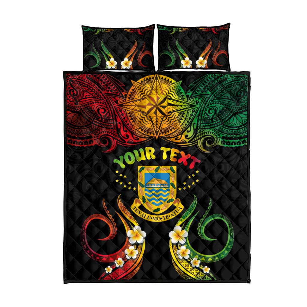 Personalised Tuvalu Independence Day Quilt Bed Set Polynesian Tattoo and Plumeria Reggae Color LT03 - Polynesian Pride