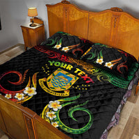Personalised Tuvalu Independence Day Quilt Bed Set Polynesian Tattoo and Plumeria Reggae Color LT03 - Polynesian Pride
