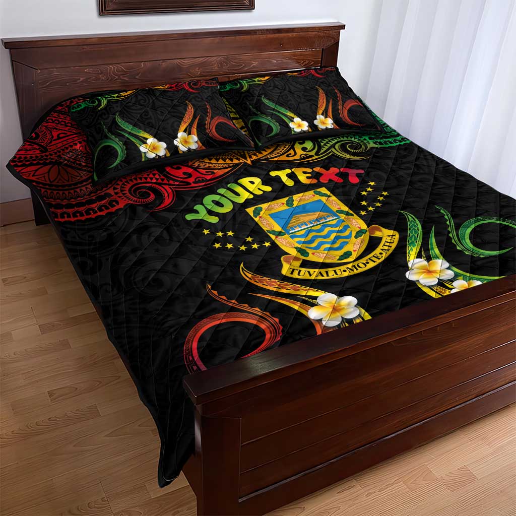 Personalised Tuvalu Independence Day Quilt Bed Set Polynesian Tattoo and Plumeria Reggae Color LT03 - Polynesian Pride