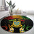 Personalised Tuvalu Independence Day Round Carpet Polynesian Tattoo and Plumeria Reggae Color