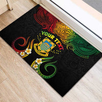 Personalised Tuvalu Independence Day Rubber Doormat Polynesian Tattoo and Plumeria Reggae Color LT03 - Polynesian Pride