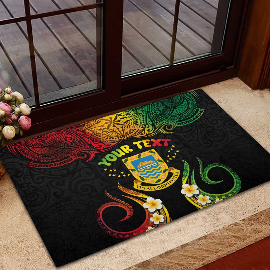 Personalised Tuvalu Independence Day Rubber Doormat Polynesian Tattoo and Plumeria Reggae Color LT03 - Polynesian Pride