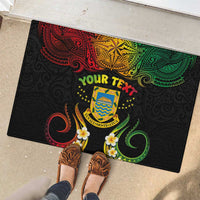 Personalised Tuvalu Independence Day Rubber Doormat Polynesian Tattoo and Plumeria Reggae Color LT03 - Polynesian Pride