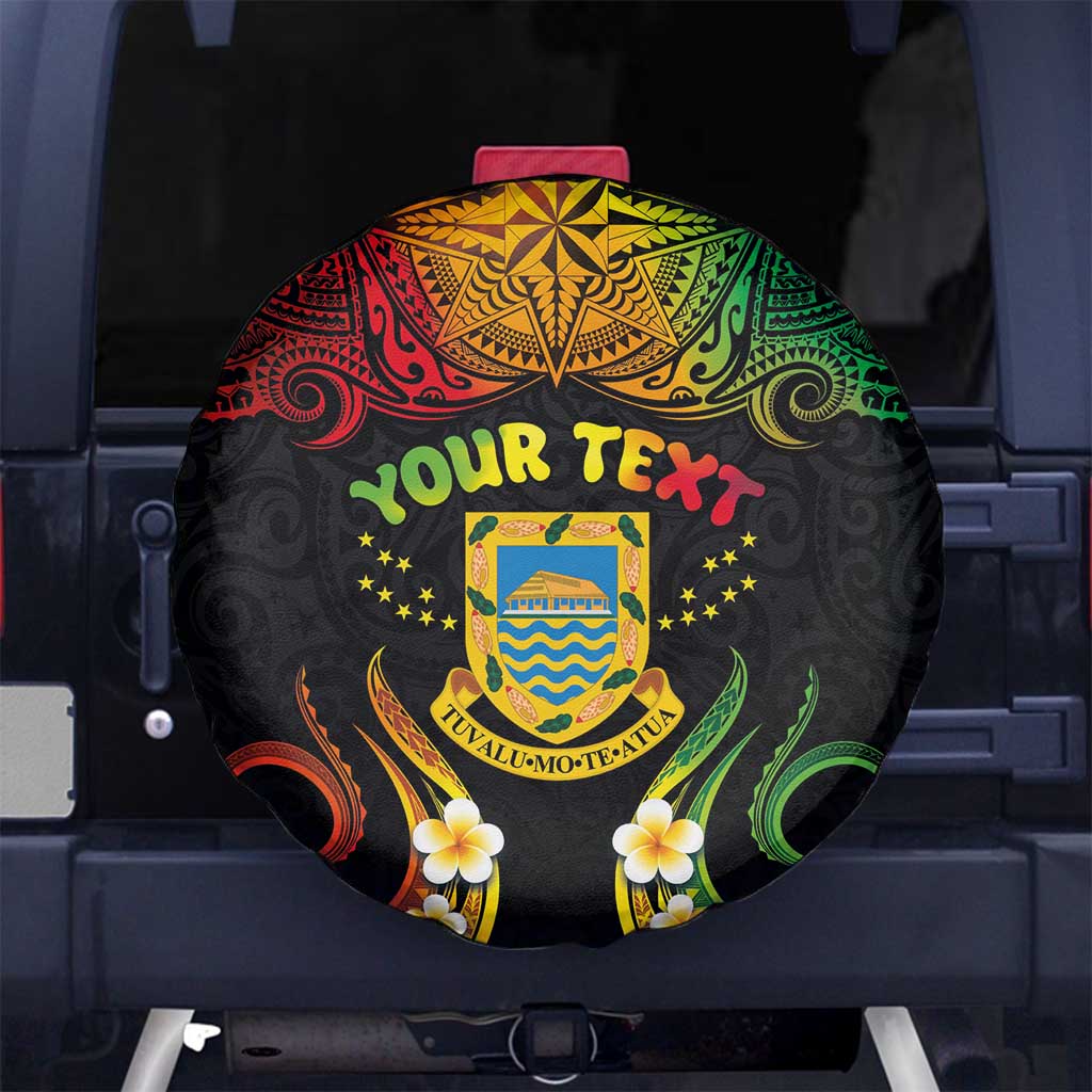 Personalised Tuvalu Independence Day Spare Tire Cover Polynesian Tattoo and Plumeria Reggae Color LT03 - Polynesian Pride
