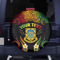 Personalised Tuvalu Independence Day Spare Tire Cover Polynesian Tattoo and Plumeria Reggae Color LT03 - Polynesian Pride