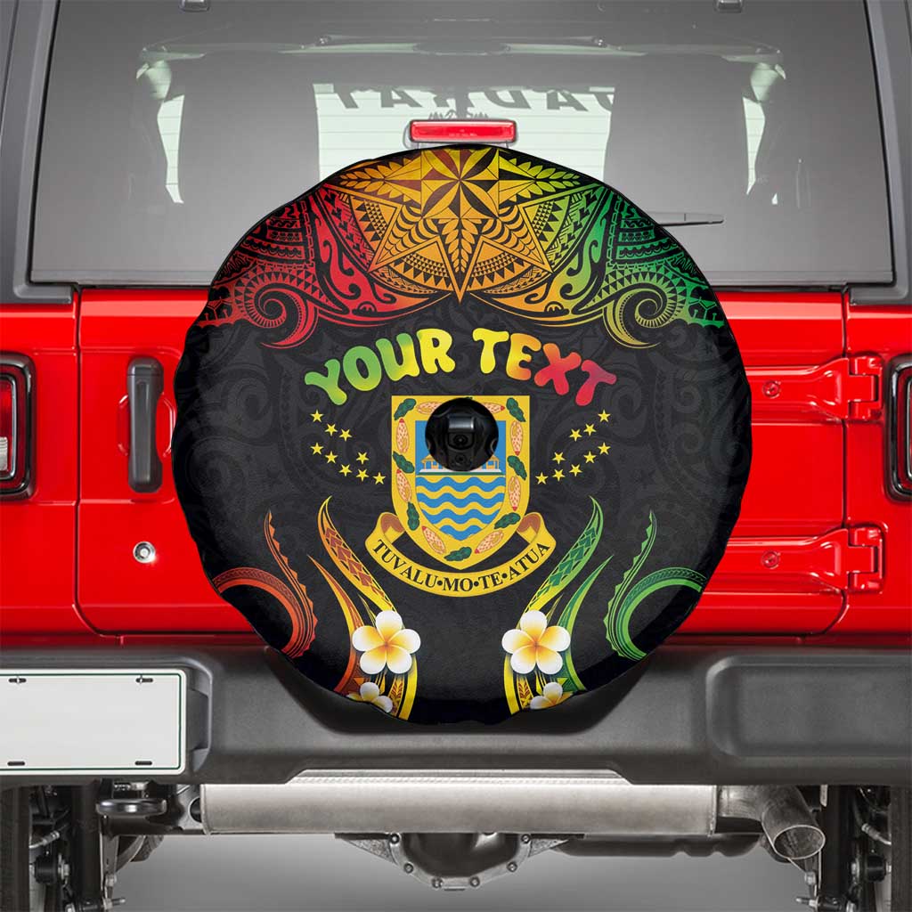 Personalised Tuvalu Independence Day Spare Tire Cover Polynesian Tattoo and Plumeria Reggae Color LT03 - Polynesian Pride